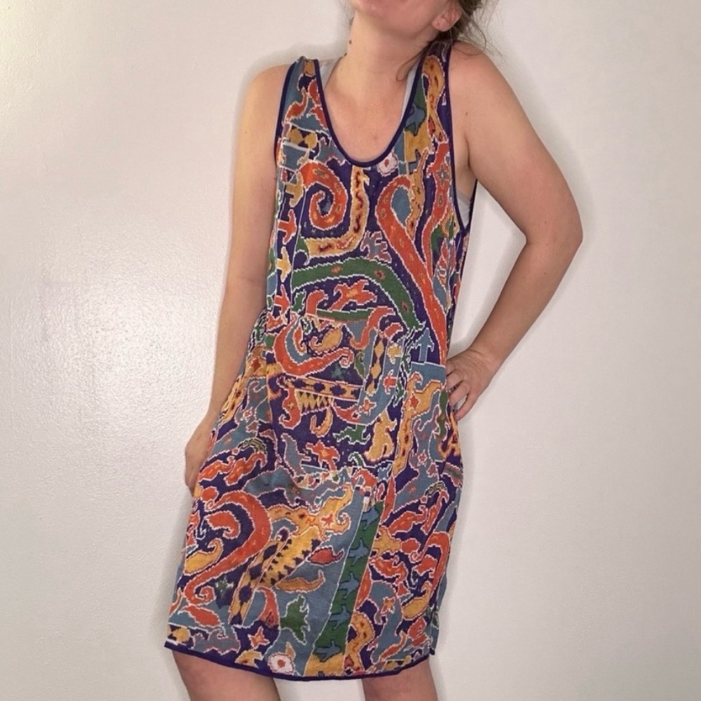 Peruvian Connection Samarinda Print Sleeveless Pima Cotton Dress Size Large - Picture 2 of 8